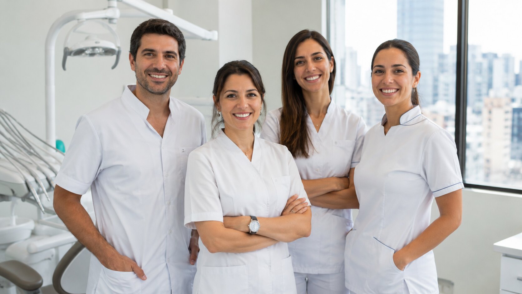 Foto premium de equipo clínico para turnos y confianza