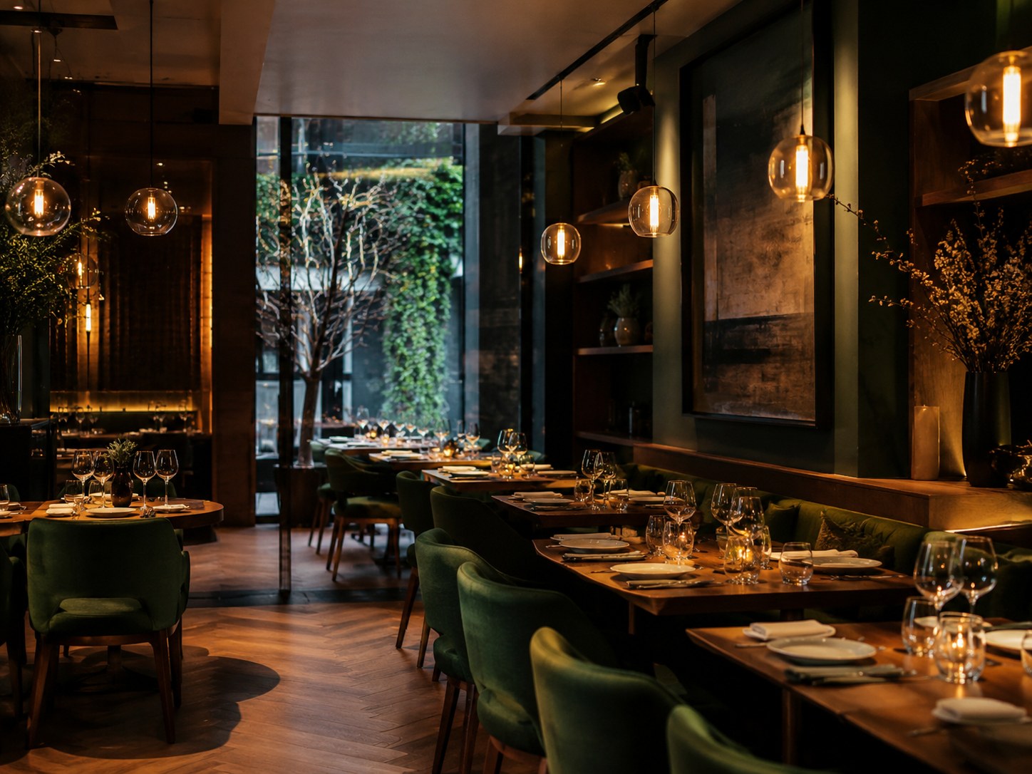 Salón del restaurante con ambiente premium